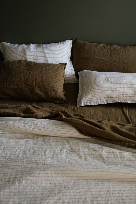 DRAP PLAT EN LIN EUROPÉEN - OLIVE