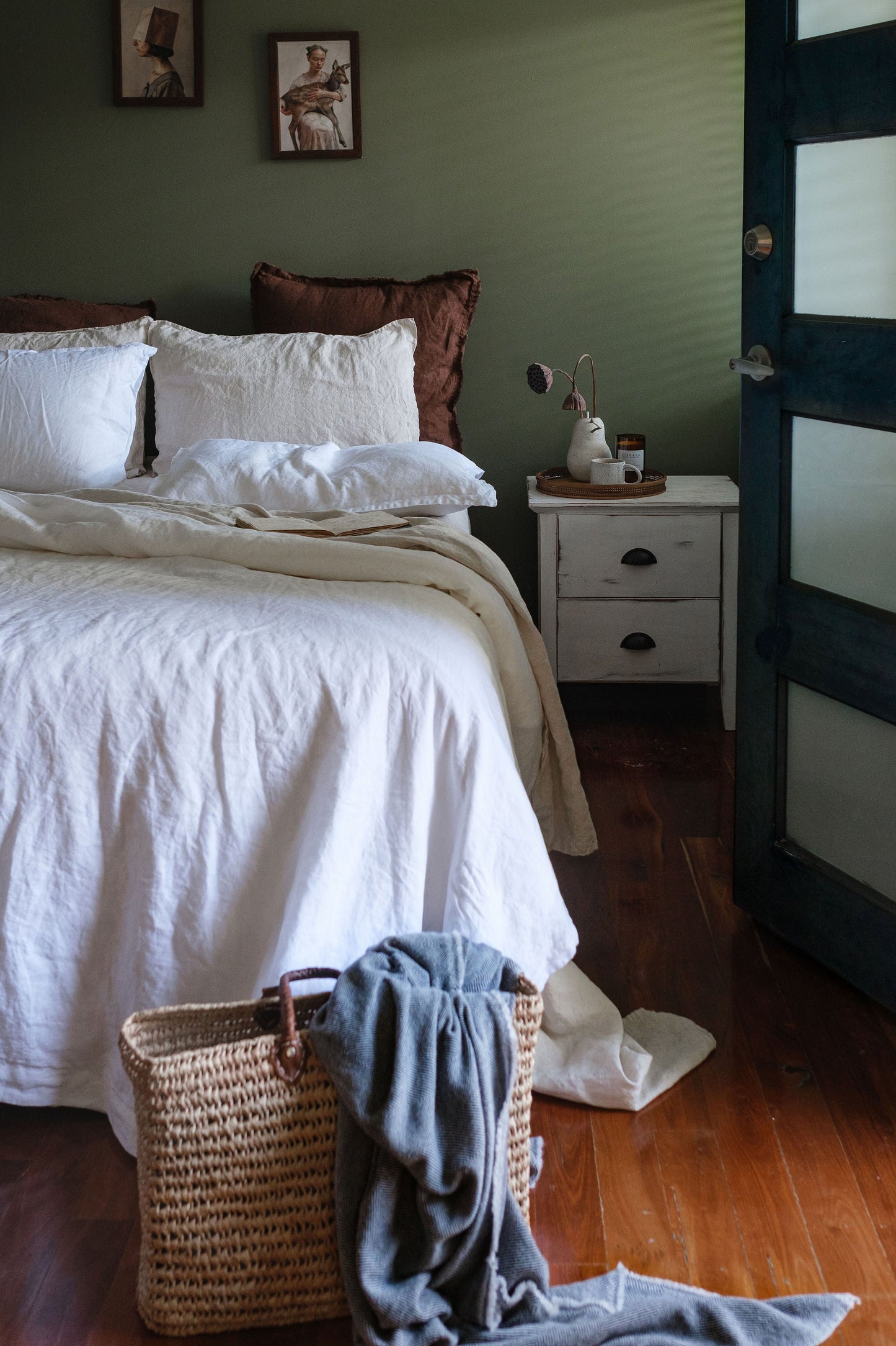 ENSEMBLE DE DRAPS EN LIN AVEC TAIES D'OREILLER - TISSAGE NATUREL