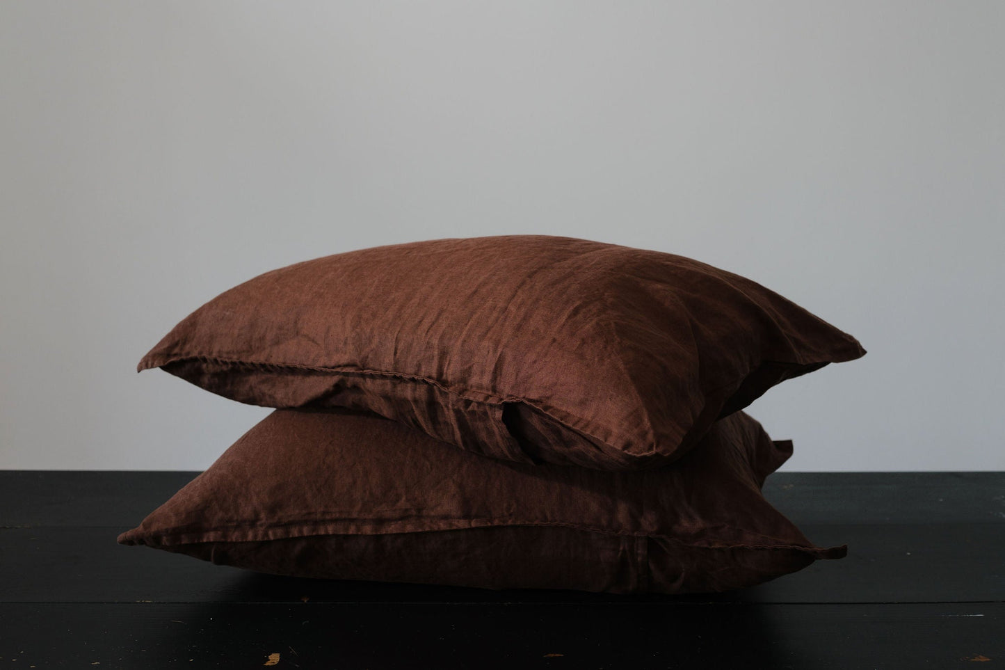 PAIRE DE TAIES D'OREILLER STANDARD EN LIN - CACAO