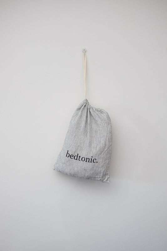 DRAP-HOUSSE EN LIN EUROPÉEN - RAYURES À L'ENCRE