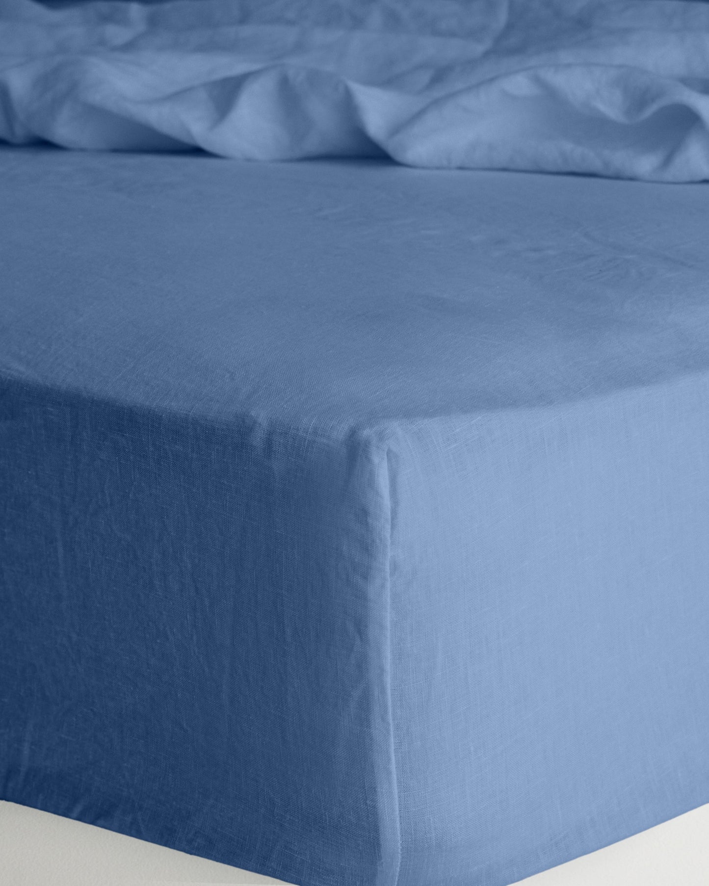 DRAP-HOUSSE EN LIN EUROPÉEN - BLEU DENIM