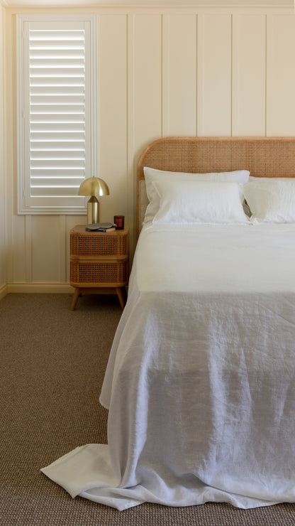 ENSEMBLE DE DRAPS EN LIN AVEC TAIES D'OREILLER - BLANC D'HIVER 