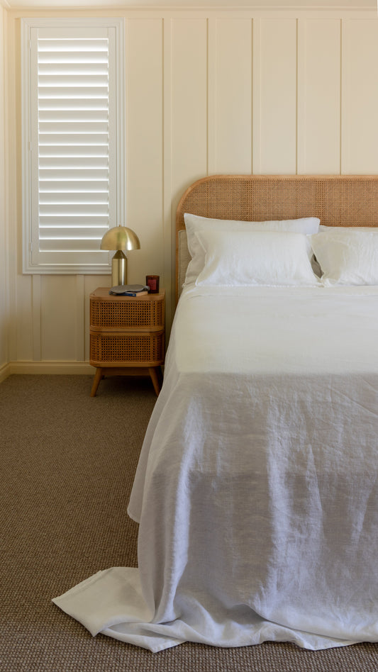 ENSEMBLE DE DRAPS EN LIN AVEC TAIES D'OREILLER - BLANC D'HIVER 