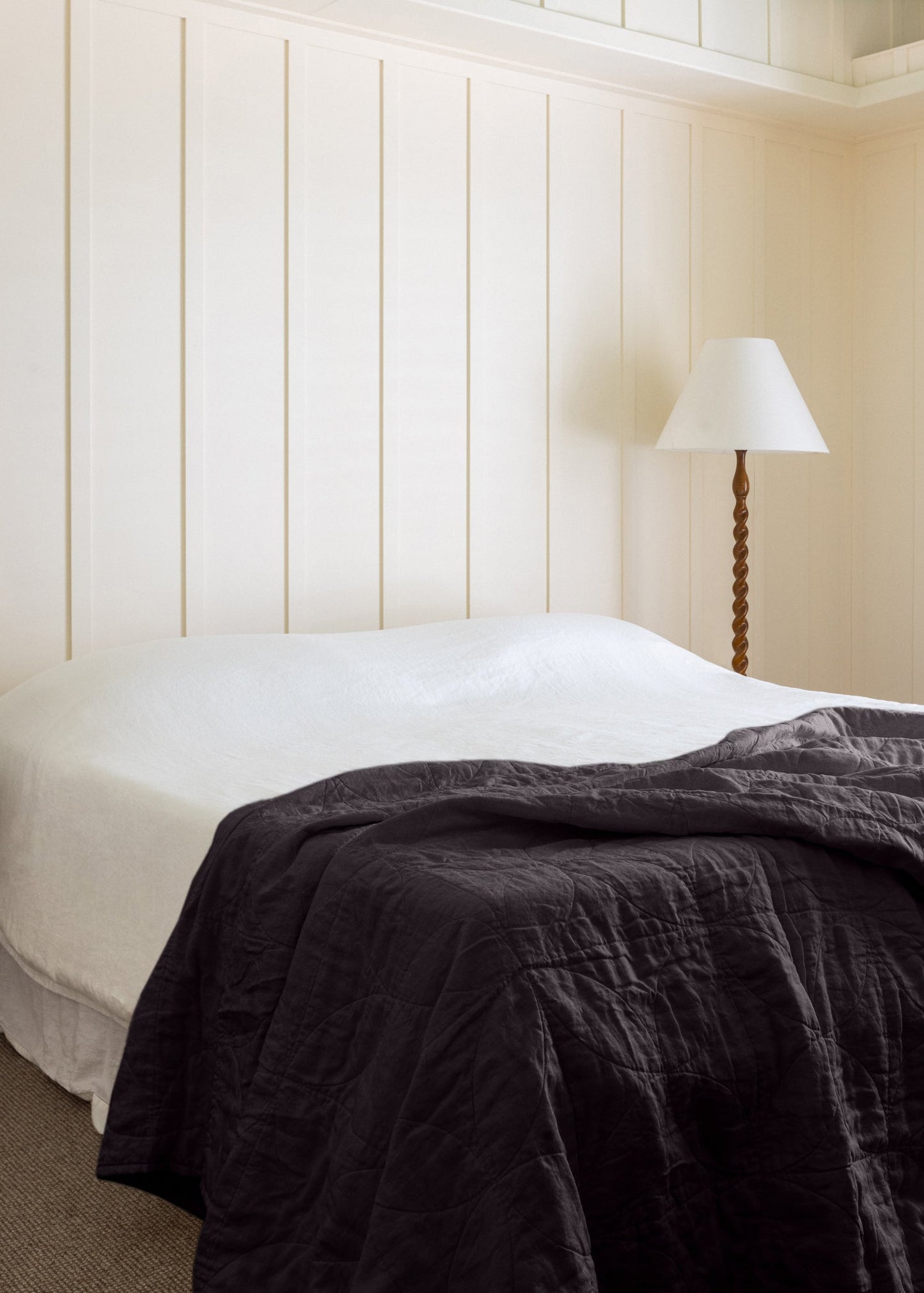 COUVERTURE EN LIN À PIQUET CIRCULAIRE - GRIS ANGLAIS FONCÉ