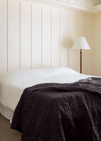 COUVERTURE EN LIN À PIQUET CIRCULAIRE - GRIS ANGLAIS FONCÉ