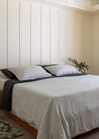 ENSEMBLE DE HOUSSE DE COUETTE - RAYURES CHARBON ET ENCRE 