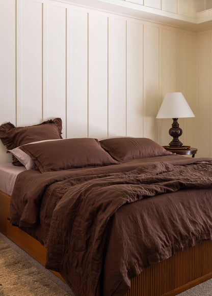 COUVERTURE EN LIN À PIQUET CIRCULAIRE - CACAO