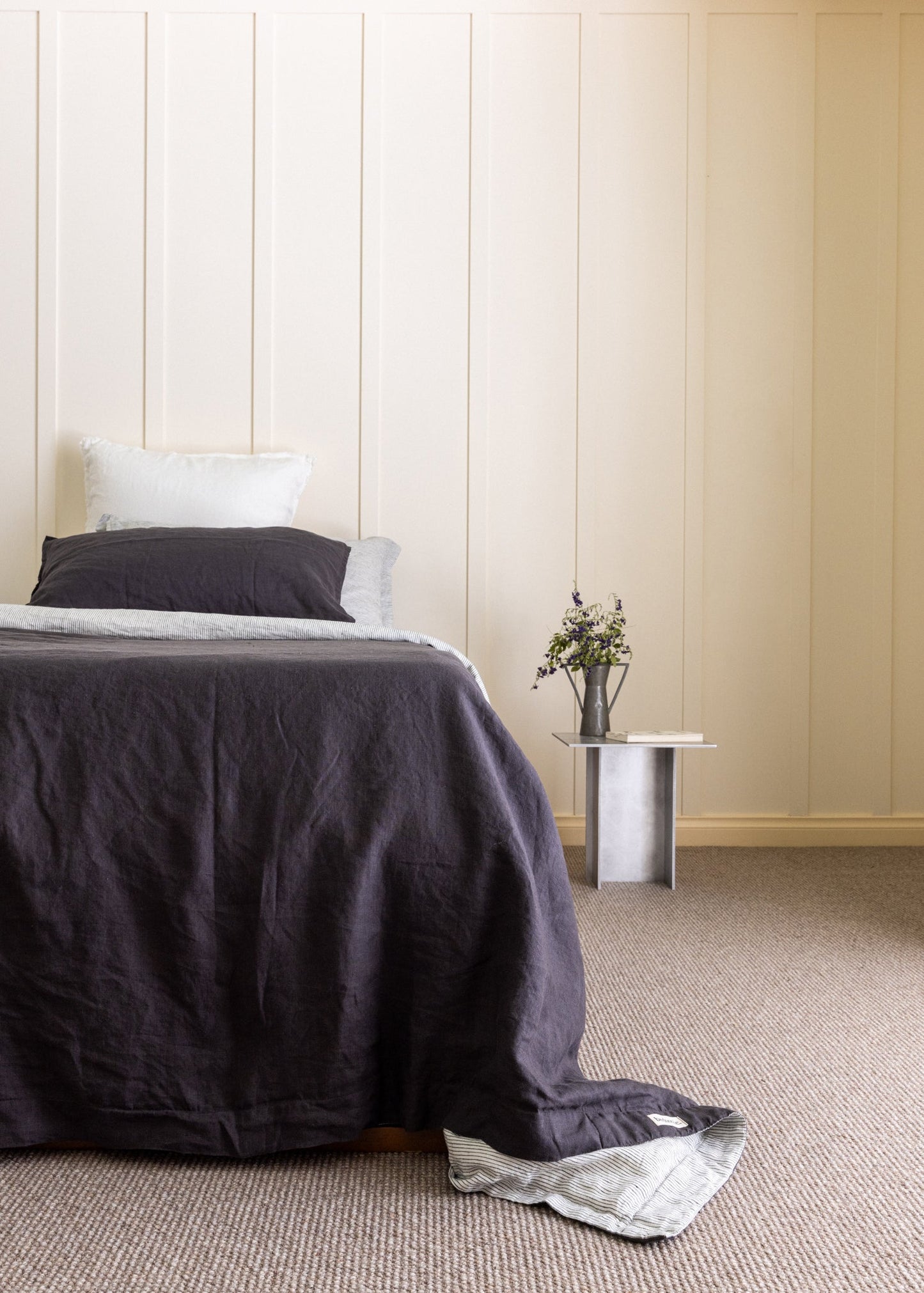 ENSEMBLE DE HOUSSE DE COUETTE - RAYURES CHARBON ET ENCRE 