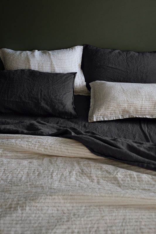 DRAP PLAT EN LIN EUROPÉEN - GRIS ANTHRACITE