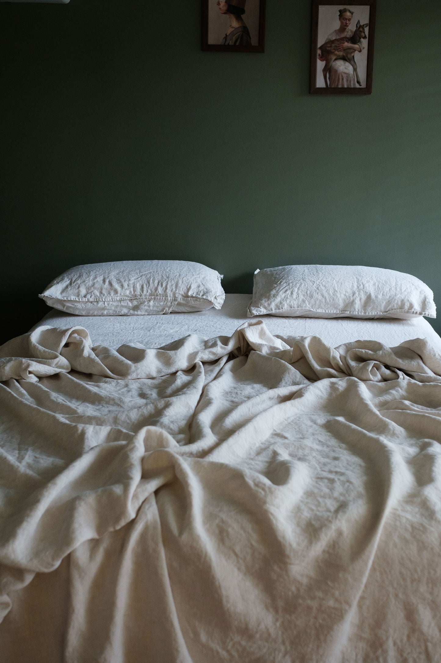 ENSEMBLE DE DRAPS EN LIN AVEC TAIES D'OREILLER - TISSAGE NATUREL 