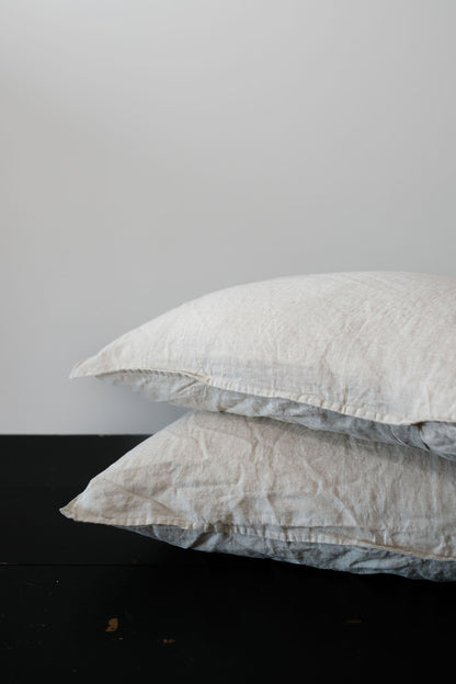 PAIRE DE TAIES D'OREILLER STANDARD EN LIN - TISSAGE NATUREL 