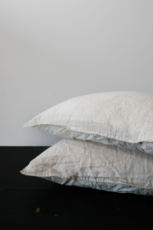 PAIRE DE TAIES D'OREILLER STANDARD EN LIN - TISSAGE NATUREL 