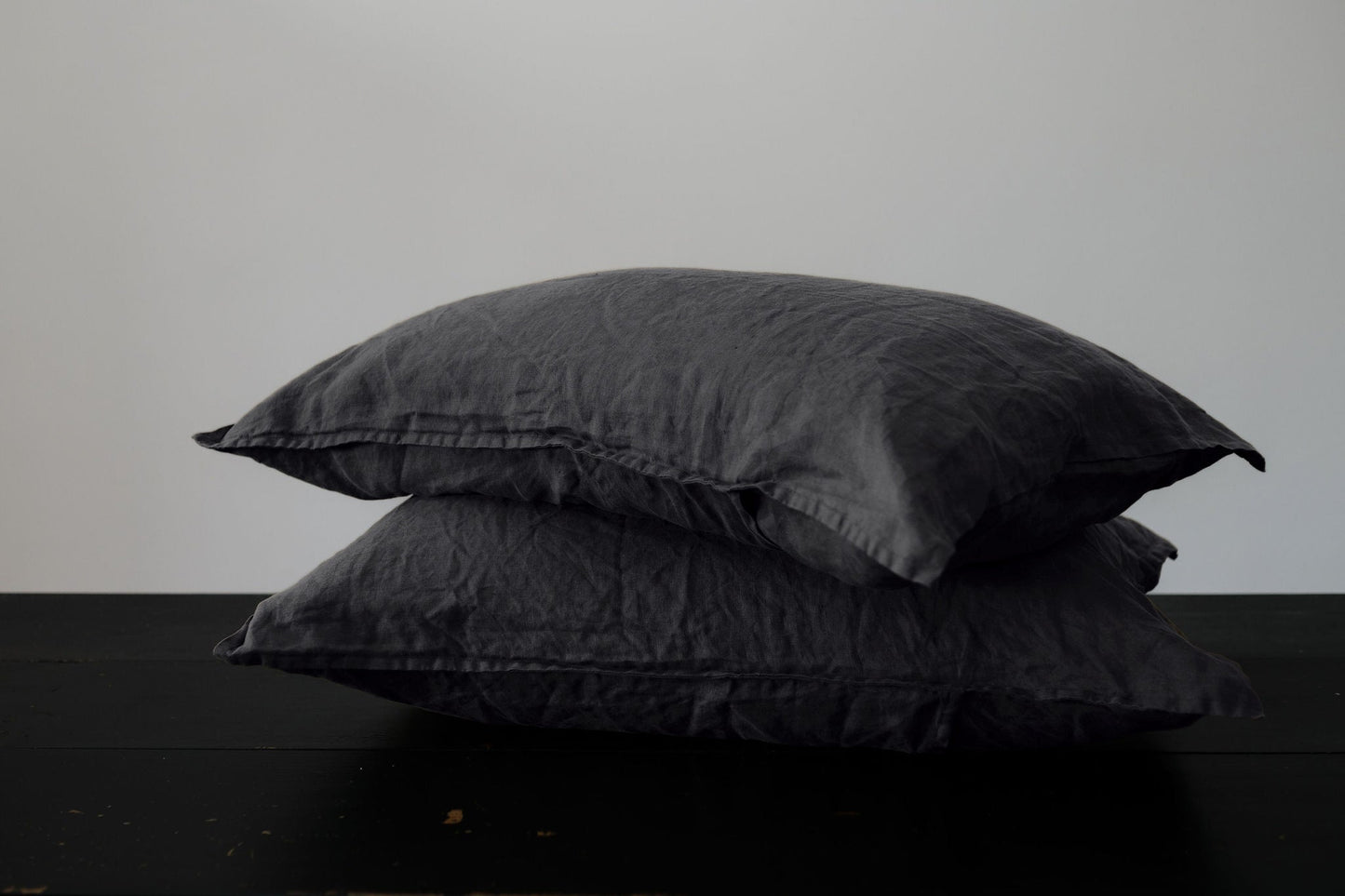 PAIRE DE TAIES D'OREILLER STANDARD EN LIN - GRIS ANGLAIS FONCÉ 