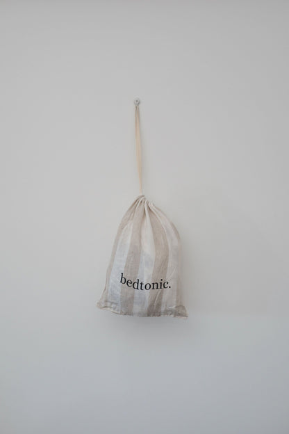 ENSEMBLE DE DRAPS EN LIN AVEC TAIES D'OREILLER - LARGES RAYURES NATURELLES 