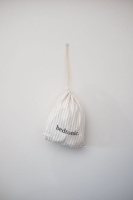 PAIRE DE TAIES D'OREILLER STANDARD EN LIN - RAYURES FINES OLIVE