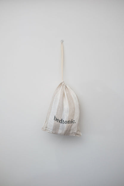 DRAP PLAT EN LIN DE LAX EUROPÉEN - LARGES RAYURES NATURELLES