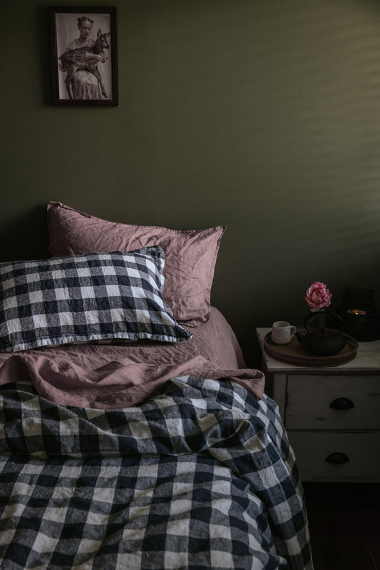 DRAP PLAT EN LIN EUROPÉEN - ROSE FOYER