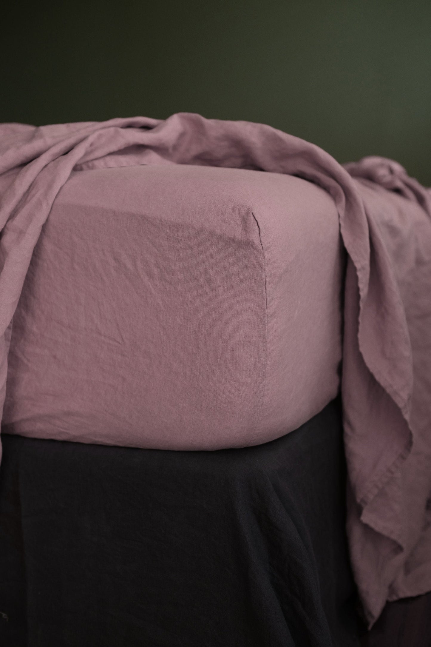 DRAP-HOUSSE EN LIN EUROPÉEN - ROSE FOYER 