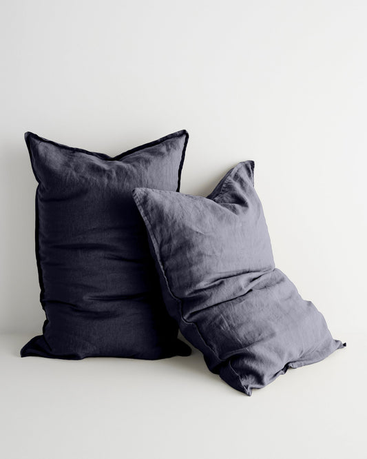 PAIRE DE TAIES D'OREILLER STANDARD EN LIN - INDIGO 