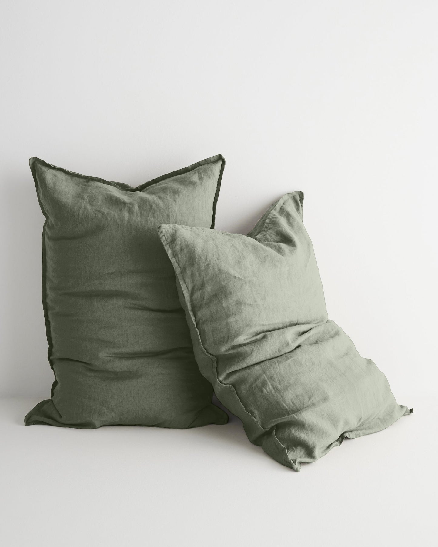 PAIRE DE TAIES D'OREILLER STANDARD EN LIN - SAUGE 